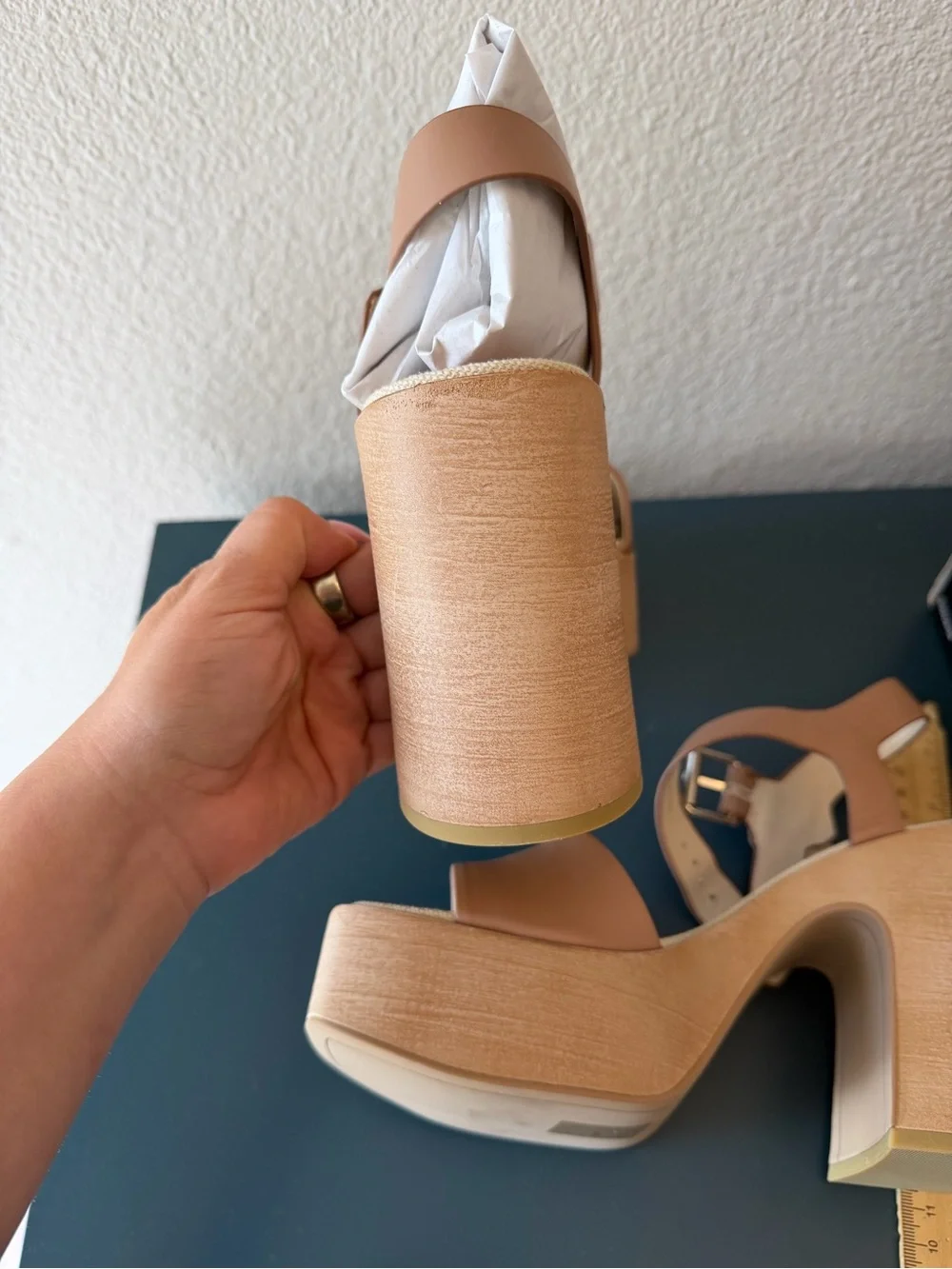 Dolce Vita Cafe Tan Platform Sandals with Chunky Wood Heel- Wallis Shoe